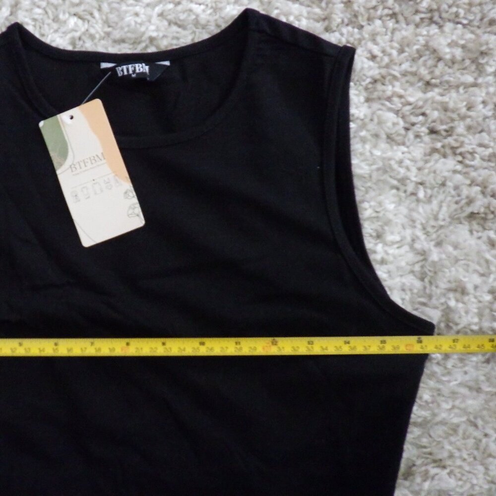 BTFBM Women's Casual Sleeveless Summer Dress Black Red Size Medium Flowy NEW - Picture 7 of 9